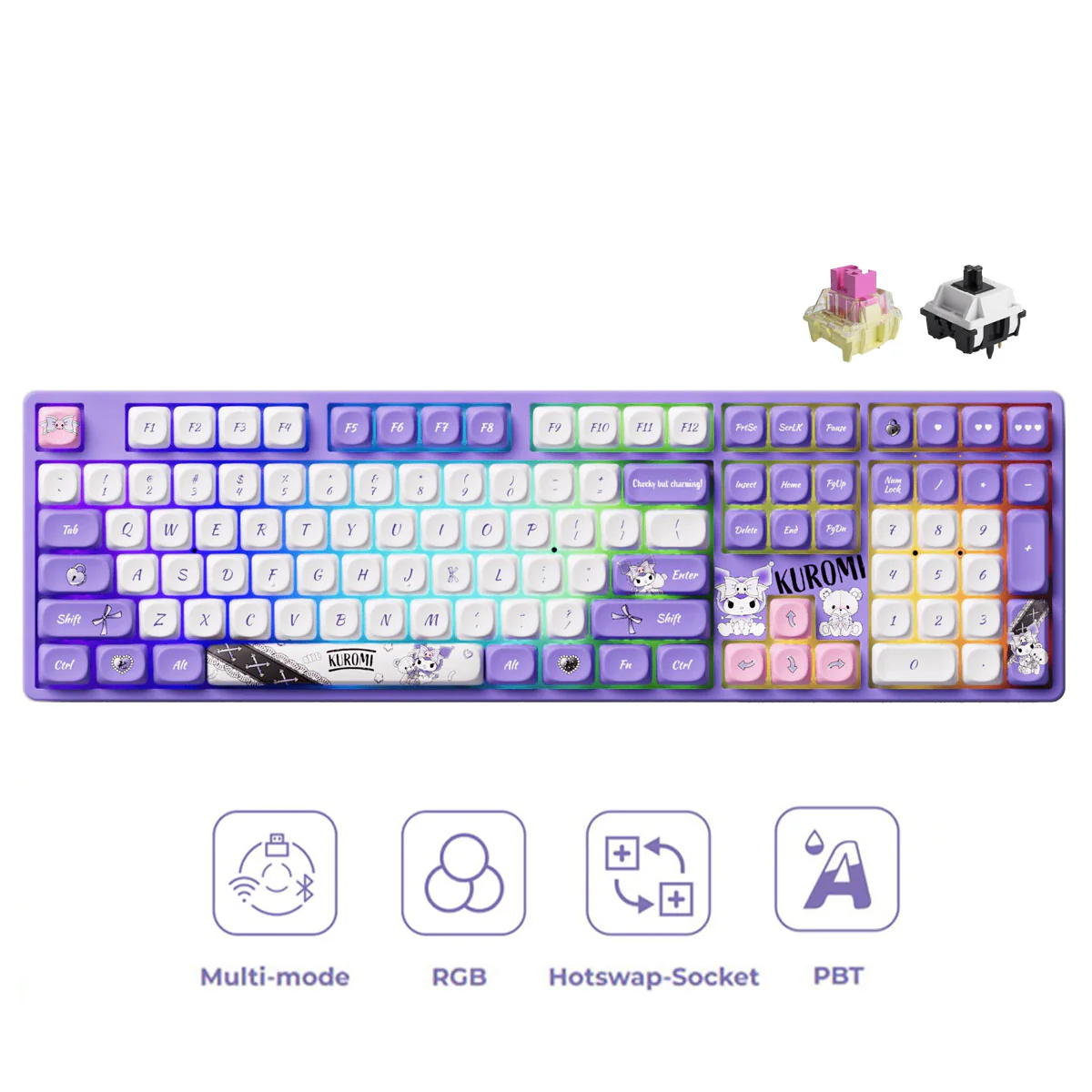 Akko Kuromi 5108B Plus Multi-Mode RGB Hot-Swappable Mechanical Keyboard (Akko TTC Gold Pink Switch, Akko V3 Piano Pro)