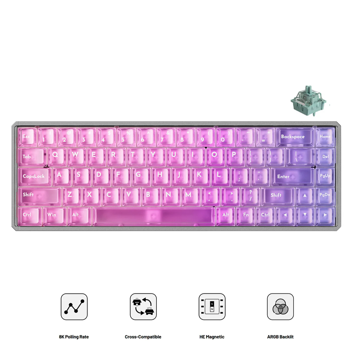 Akko MOD68 HE Aluminum Case Wired ARGB Magnetic Keyboard (Clear Pastel Gradient Transparent) (Akko AstroAim Magnetic Switch) (02N-02I-05G-02G-02L-02K)