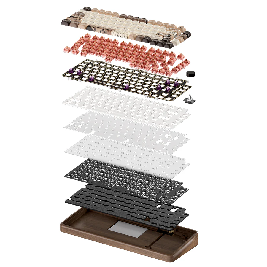 Akko MU02 Mountain Seclusion Walnut Wood Case Multi-Mode RGB Hot-Swappable Mechanical Keyboard (Akko Rosewood Switch) - Image 10