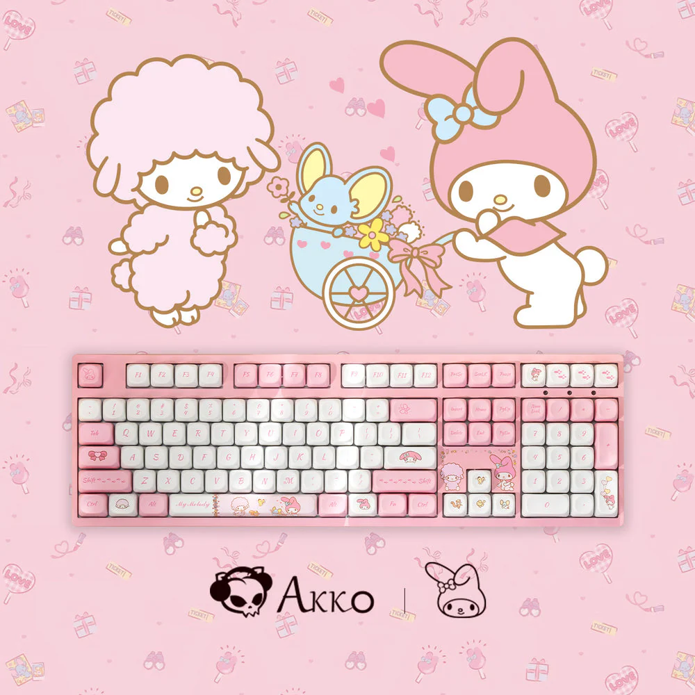 Akko My Melody 3108 V3 Wired Mechanical Keyboard (Akko Frost Pink Switch) - Image 2