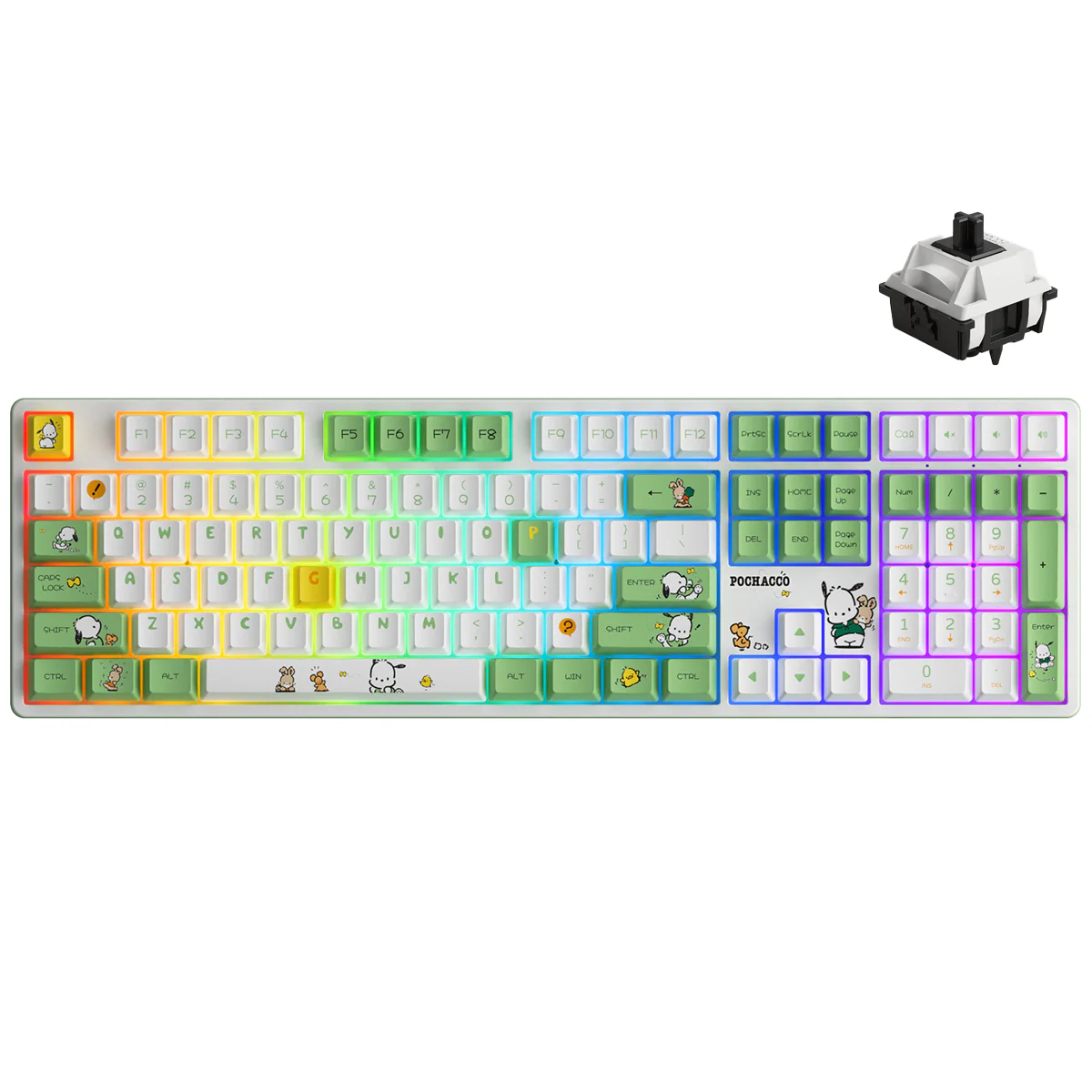 Akko Pochacco Green 5108B Plus Multi-Modes RGB Hot-Swappable Mechanical Keyboard (Akko Cream Yellow Pro, Akko Cream Blue Pro, Akko Creamy Cyan Switch, Akko V3 Piano Pro Switch) - Image 5