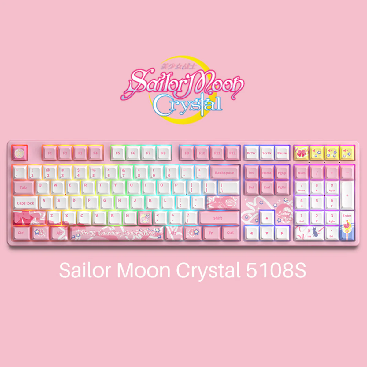 Akko Sailor Moon Crystal 5108S RGB Wired Mechanical Keyboard (Akko V3 Cream Yellow Pro)
