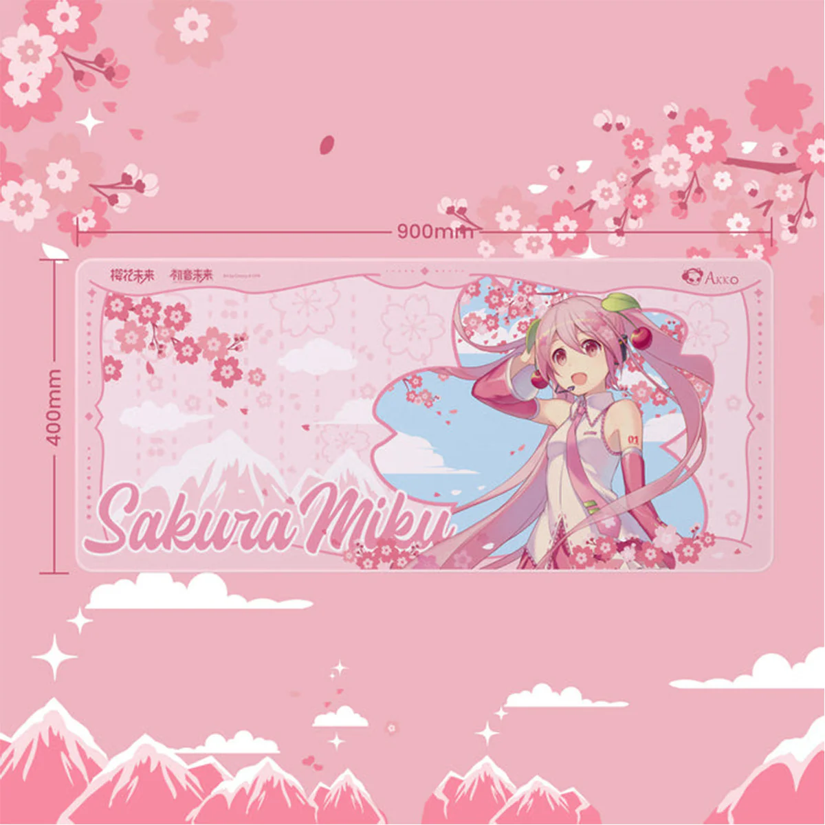 Akko Sakura Miku Mouse Pad (900x400mm) - Image 3