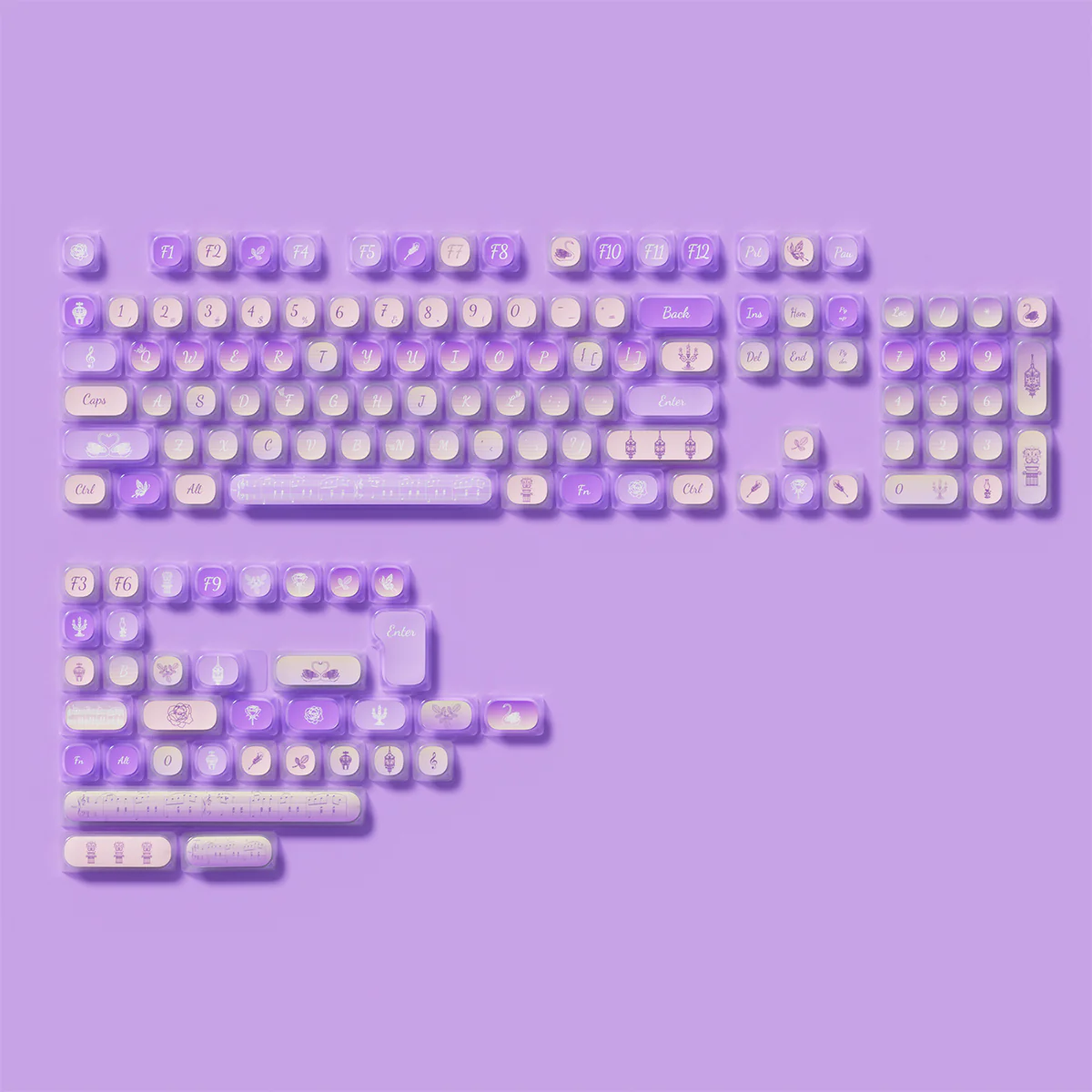 Akko Swan Sonata Pudding Keycap Set MOA Profile 140 Keys - Image 9