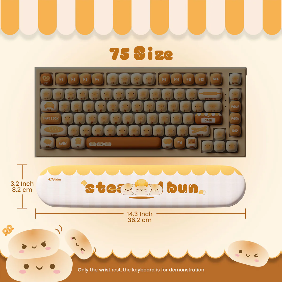 Akko x MonsGeek Steamed Bun Wrist Rest (75 Size, 108 Size) - Image 2