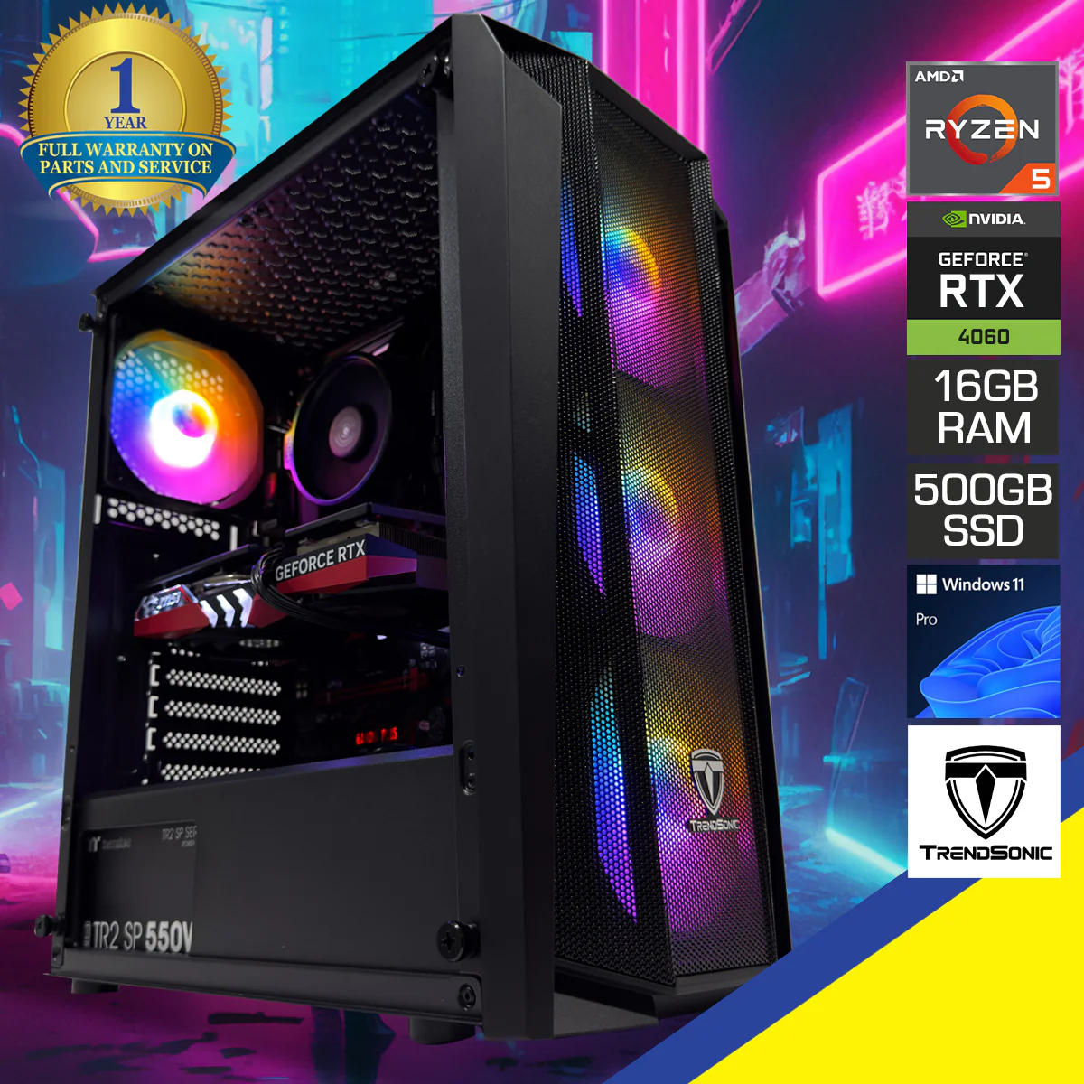 Alpha Cronus Black Desktop Gaming PC | AMD Ryzen 5 5500GT | 16GB RAM | 500GB SSD | RTX 4060 | Windows 11 Pro