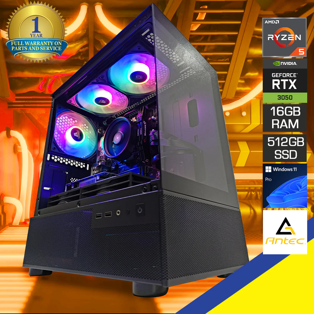 Alpha CX200M Black Desktop Gaming PC | AMD Ryzen 5 5600GT | 16 GB RAM | 512GB SSD | RTX 3050  | Windows 11 Pro