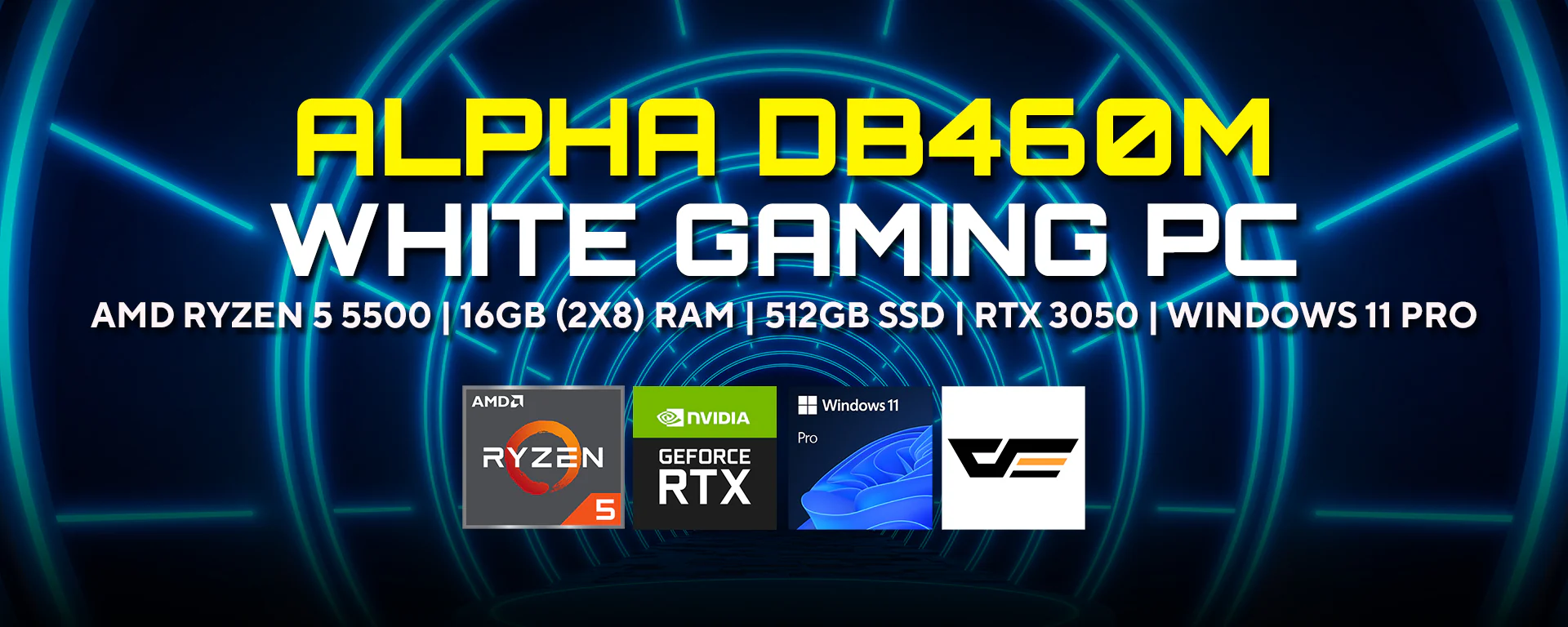 Alpha DB460M White Desktop Gaming PC | AMD Ryzen 5 5500 | 16GB (2x8) RAM | 500GB SSD | RXT 3050 | Windows 11 Pro - Image 10