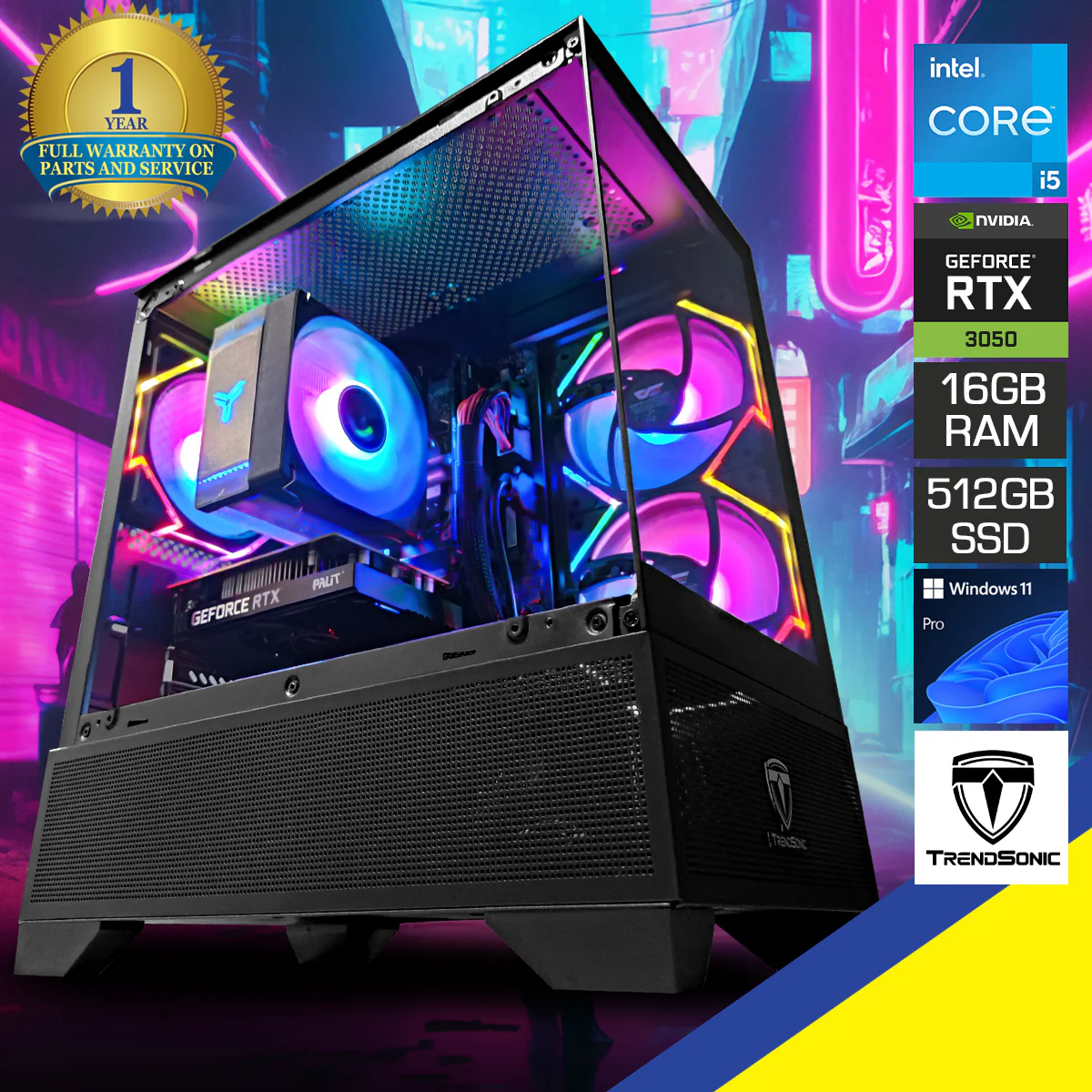 Alpha Eris V1 Black Desktop Gaming PC | Intel i5 12400F | 16GB RAM | 512GB SSD | RTX 3050 | Windows 11 Pro
