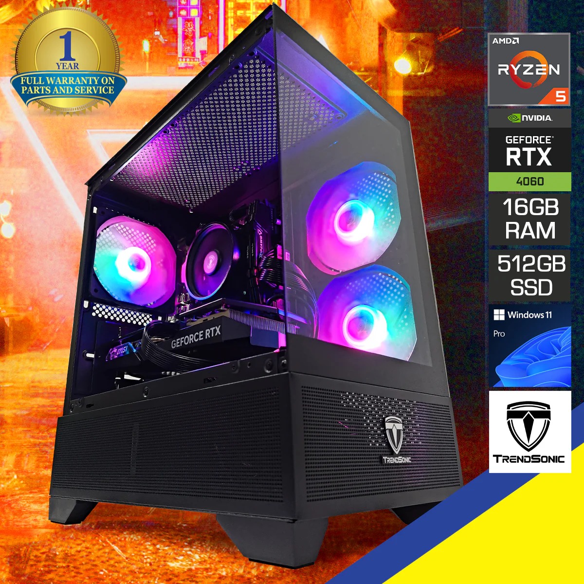 Alpha Eris TG Black Desktop Gaming PC | AMD Ryzen 5 5600GT | 16 GB RAM | 512GB SSD | RTX 4060 | Windows 11 Pro