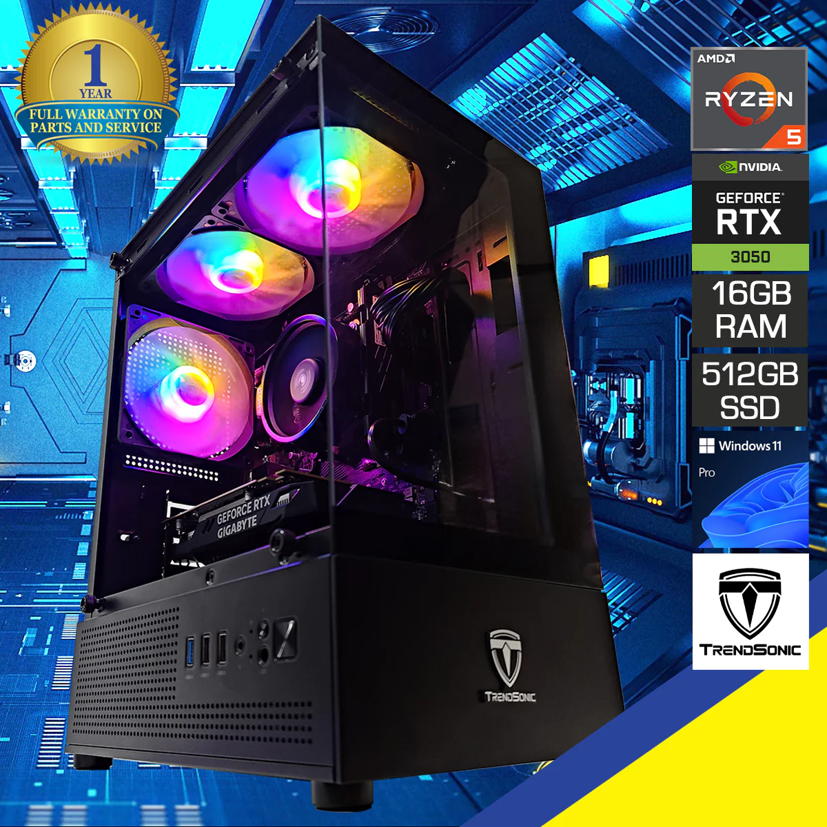 Alpha Juro Black Desktop Gaming PC | AMD Ryzen 5 5500 | 16GB RAM | 512GB SSD | RTX 3050 | Windows 11 Pro