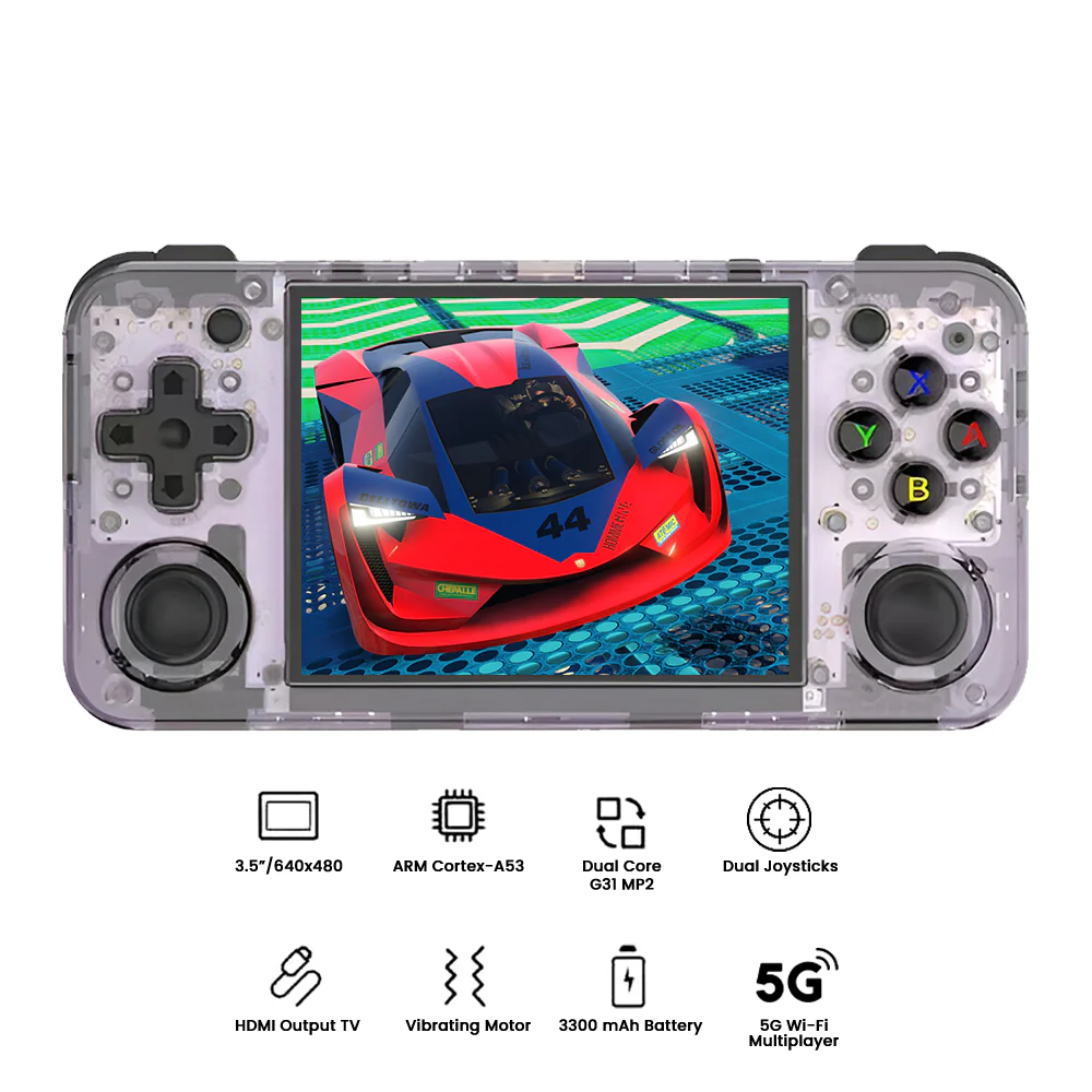 Anbernic RG35XX H Handheld Gaming Console (Black, Transparent Purple, Transparent White) - Image 4