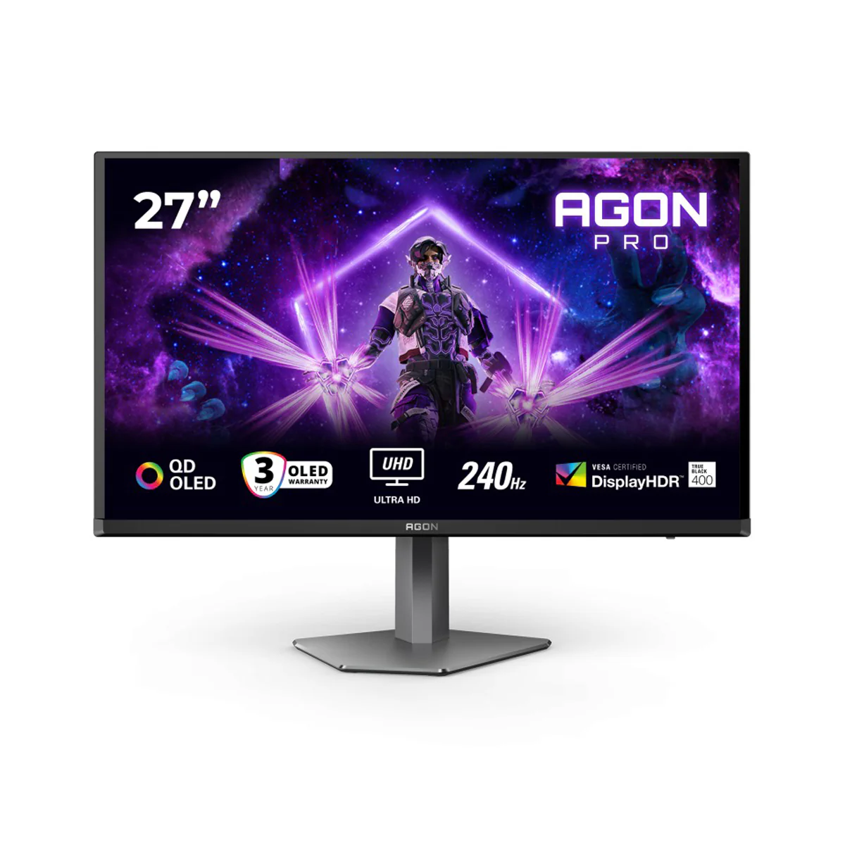 AOC Agon Pro AG276UZ/71 27" Dual Mode UHD (3840x2160) @ 240Hz/FHD (1920x1080) @ 480Hz 0.3ms MPRT Fast IPS Gaming Monitor with Tilt, Pivot, Swivel & Height Adjustment (Black/Grey) - Image 5