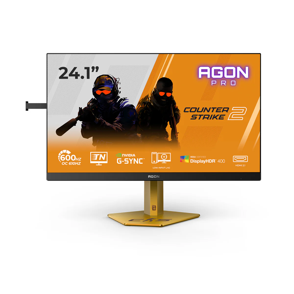 AOC Agon Pro CS24A/P 24.1" FHD (1920x1080) 610Hz 0.5ms GTG/0.3ms MPRT E-Sport TN Display Gaming Monitor With Tilt, Height, Pivot & Swivel Adjustment (Black/Gold) - Image 2