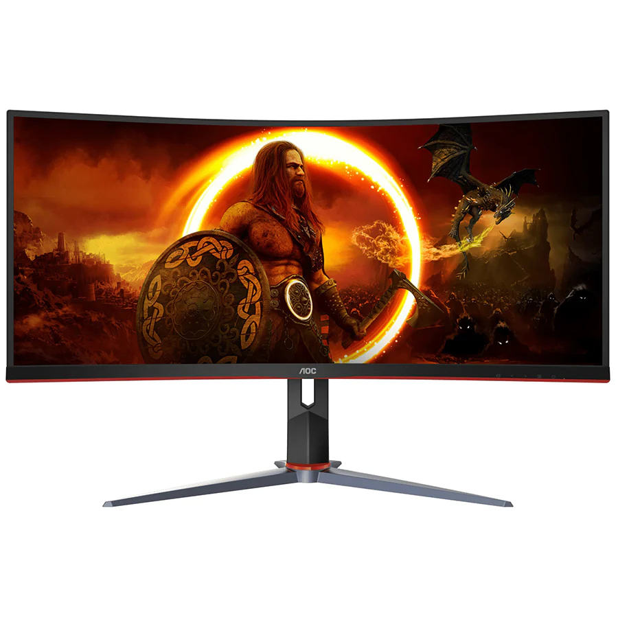 AOC CU34G2XP 34" WQHD (3440x1440) 180Hz 1ms MPRT/ 1ms GtG AdaptiveSync DisplayHDR 400 VA Curved Gaming Monitor (Black/Red) - Image 2