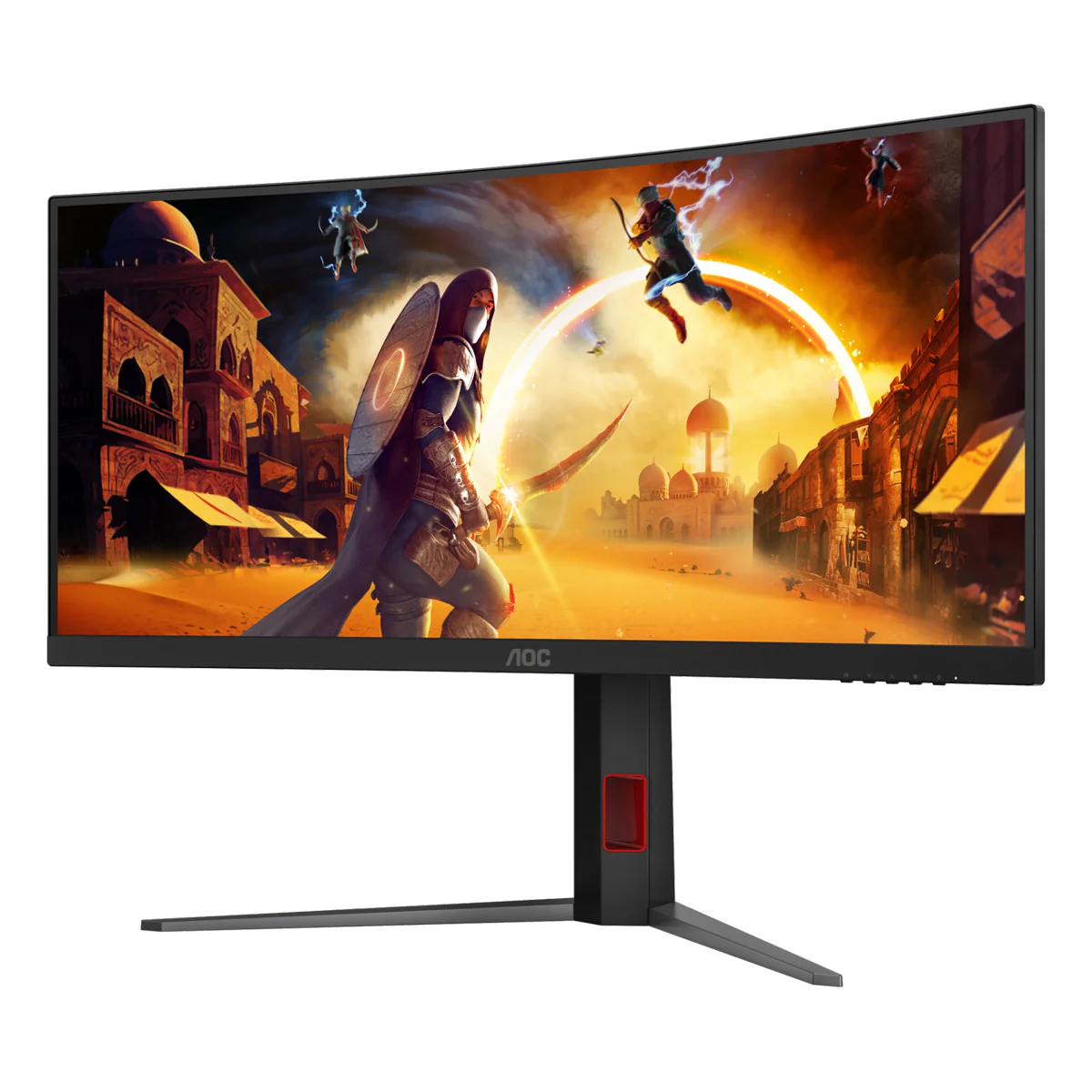AOC CU34G4H/71 34" WQHD (3440x1440) 200Hz 0.3ms AdaptiveSync Fast VA Gaming Monitor With Height And Tilt Adjusment (Black/Red) - Image 14