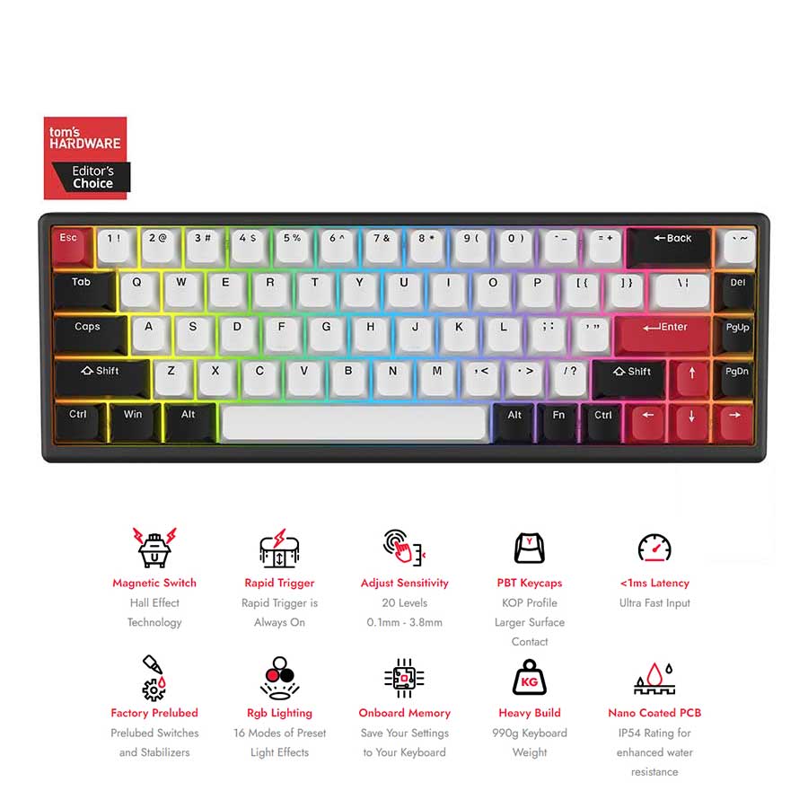 Arbiter Studio Polar 65 Magnetic Gaming Keyboard (Ronin Red) (Kuro)