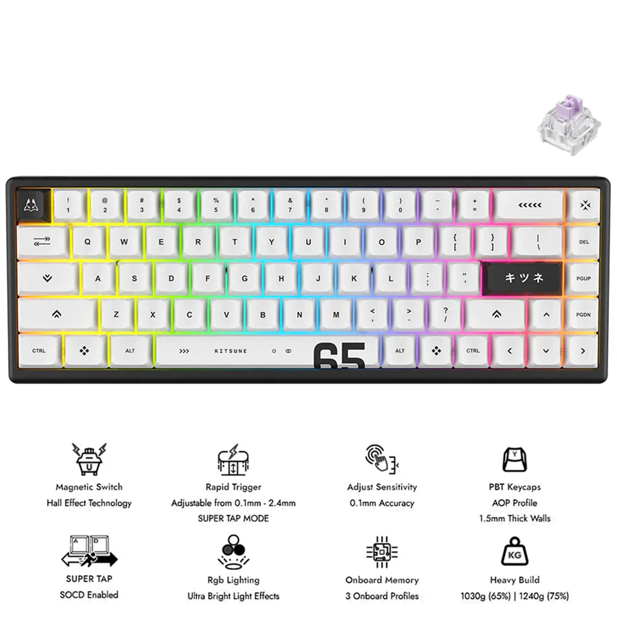 Arbiter Studio Polar 65 Pro Magnetic Gaming Keyboard (Kitsune White, Kitsune Black) - Image 11