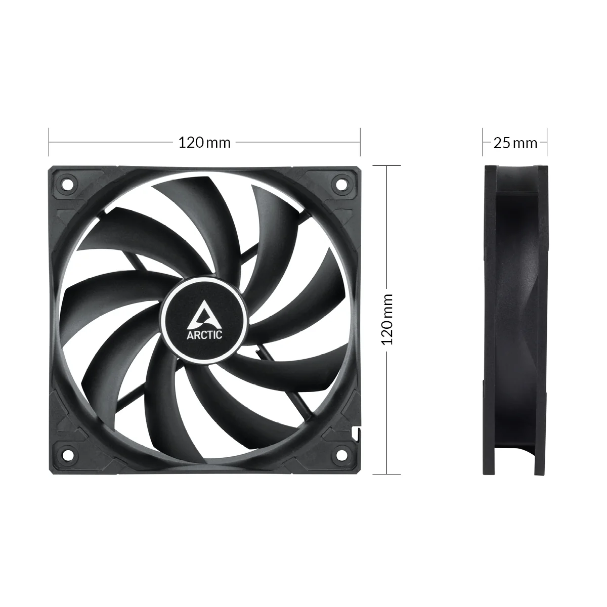 Arctic F12 PWM PST CO 120mm PWM with PST Case Fan for Continuous Operation (Black) (ACFAN00210A) - Image 4