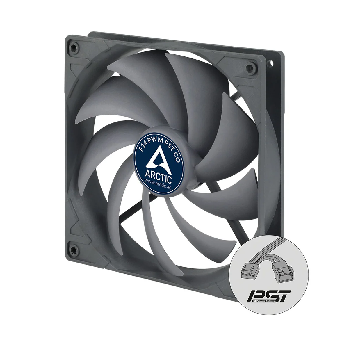 Arctic F14 PWM PST CO 140mm PWM Fan with Cable Splitter for Continuous Operation (Black) (ACFAN00080A)