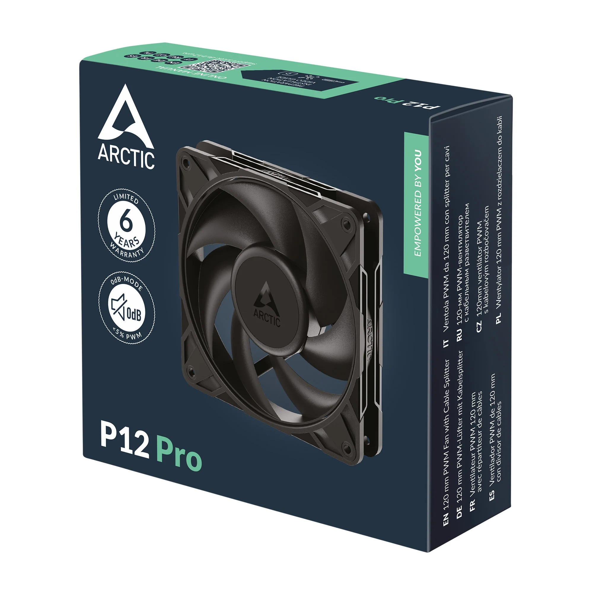 Arctic P12 Pro Single Pack 120mm PWM Fan with Cable Splitter (Black) (ACFAN00305A) - Image 6