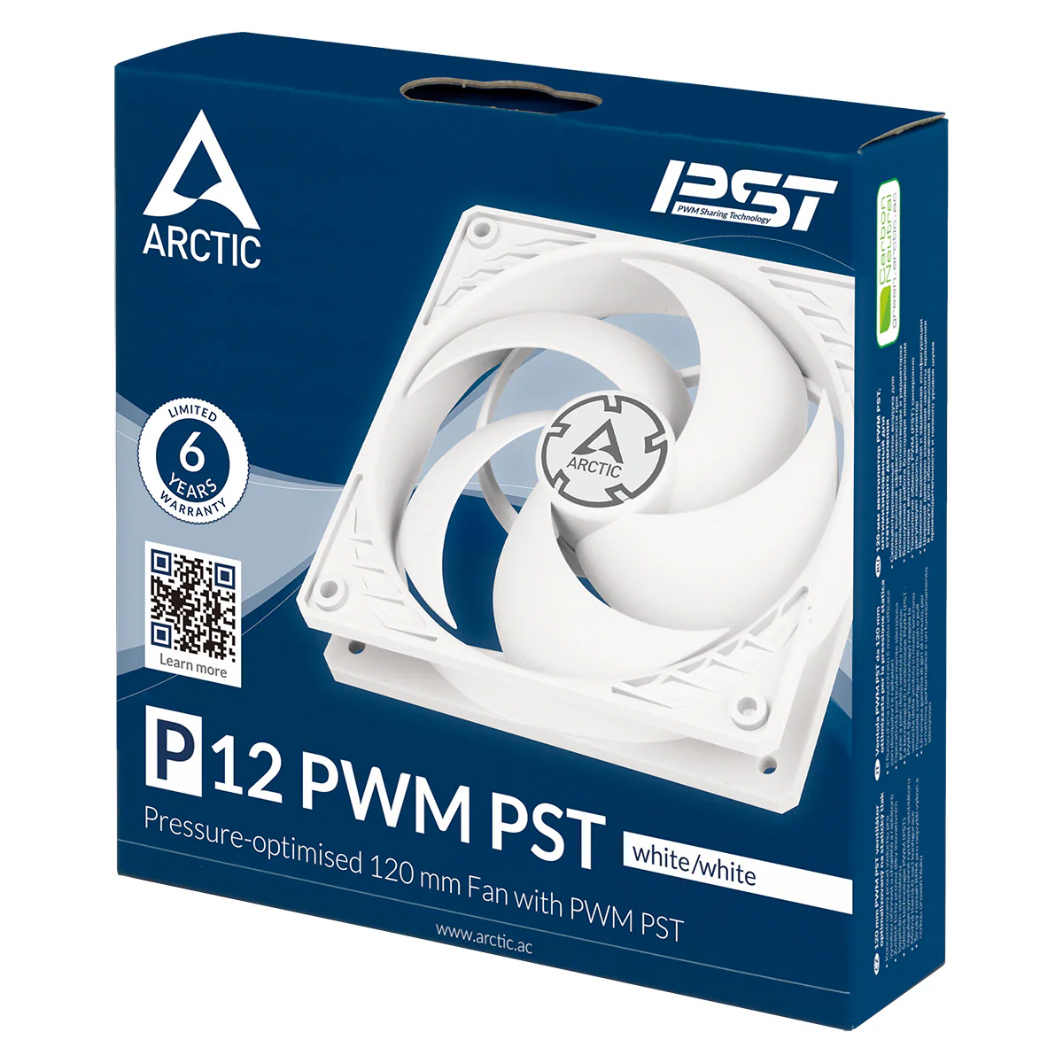 Arctic P12 PWM PST Pressure-Optimised 120mm Single Fan (White/Transparent) (ACFAN00132A) - Image 5
