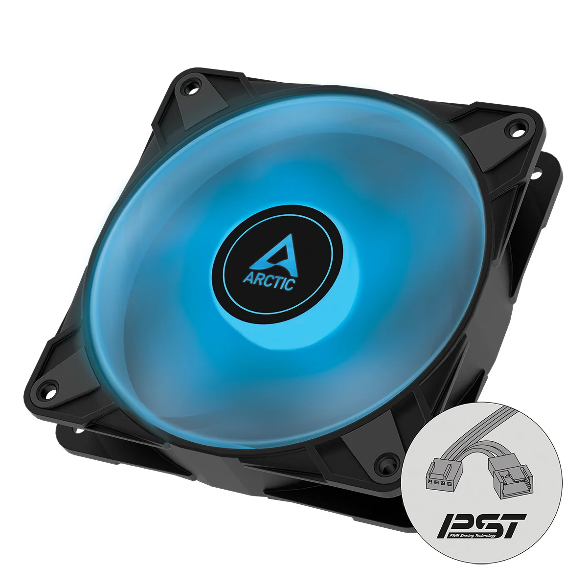 Arctic P12 PWM PST RGB 0dB Semi-Passive 120mm Single Fan with Analogue RGB (Black) (ACFAN00186A)