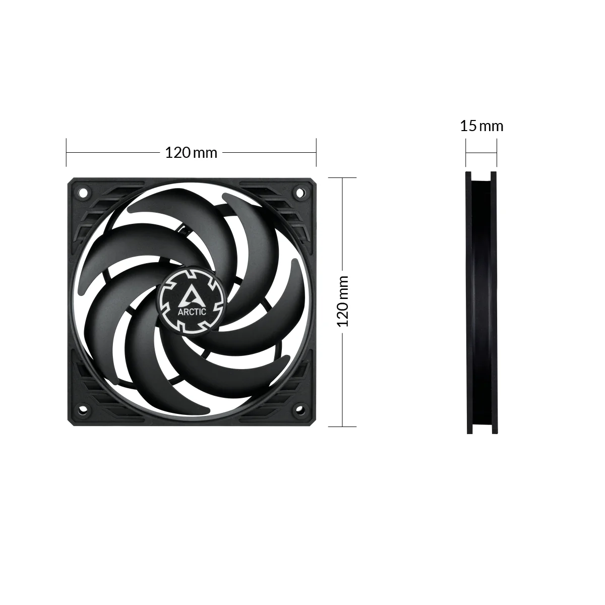 Arctic P12 Slim PWM PST | 120mm Low-Profile PWM Fan with Cable Splitter (Black) (3-Pack) - Image 5