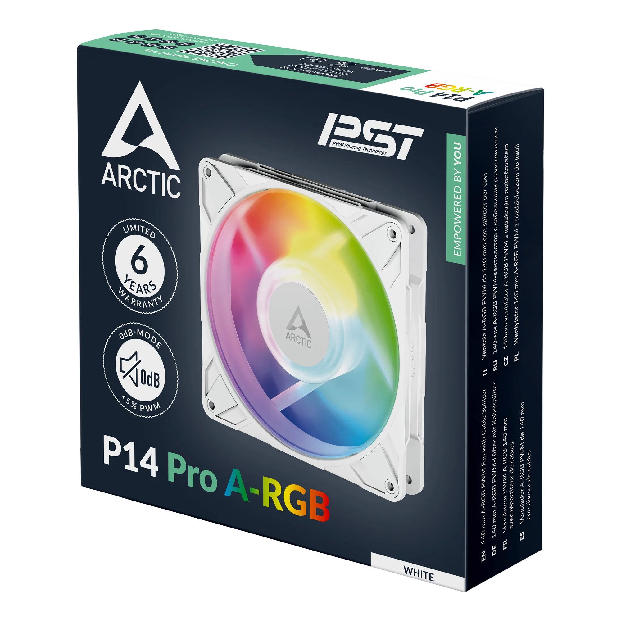 Arctic P14 Pro A-RGB 140 mm A-RGB PWM Single Fan with Cable Splitter (White) (ACFAN00318A) - Image 8