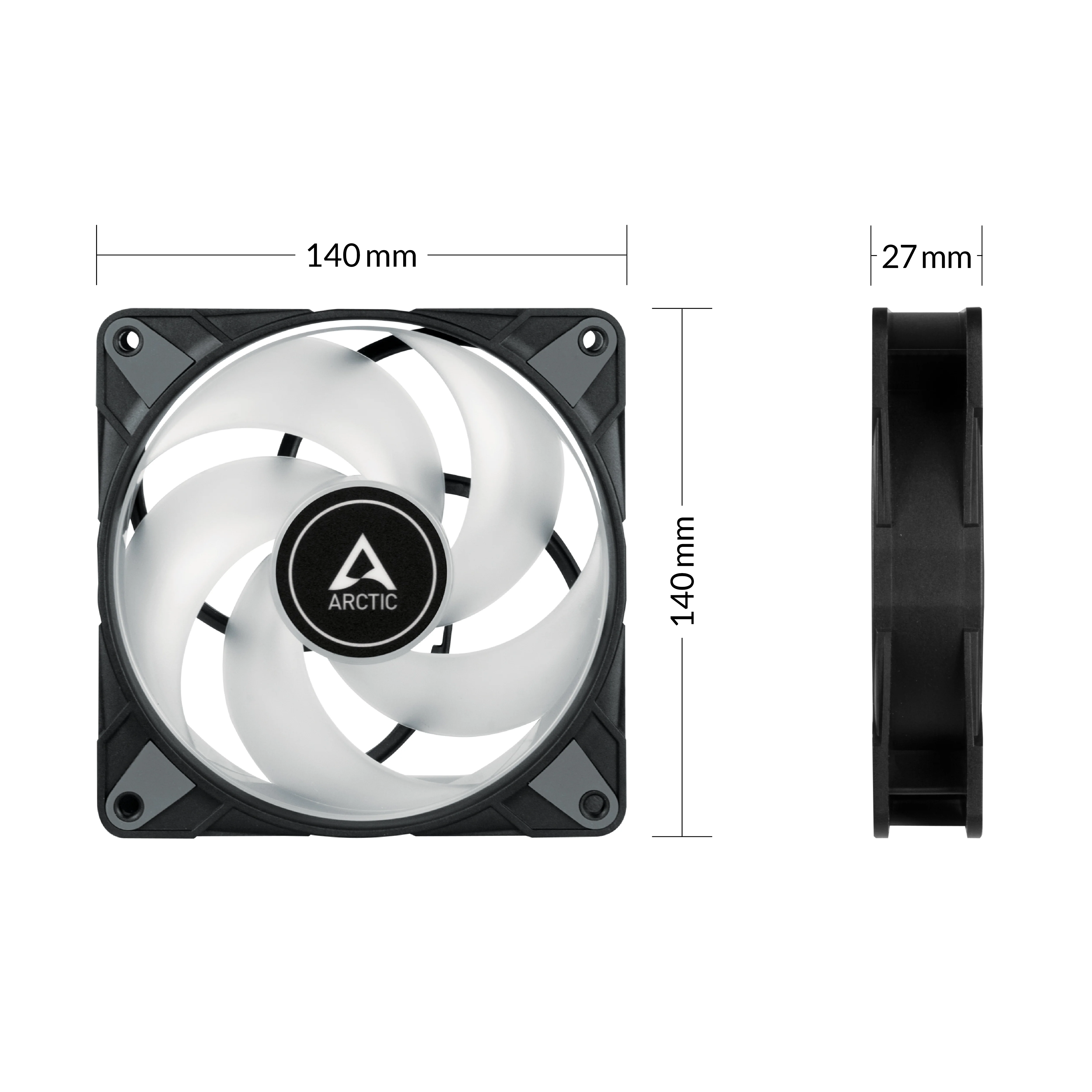 Arctic P14 PWM PST A-RGB Semi-Passive 140mm 3-Pack Fan (Black) (ACFAN00257A) - Image 5