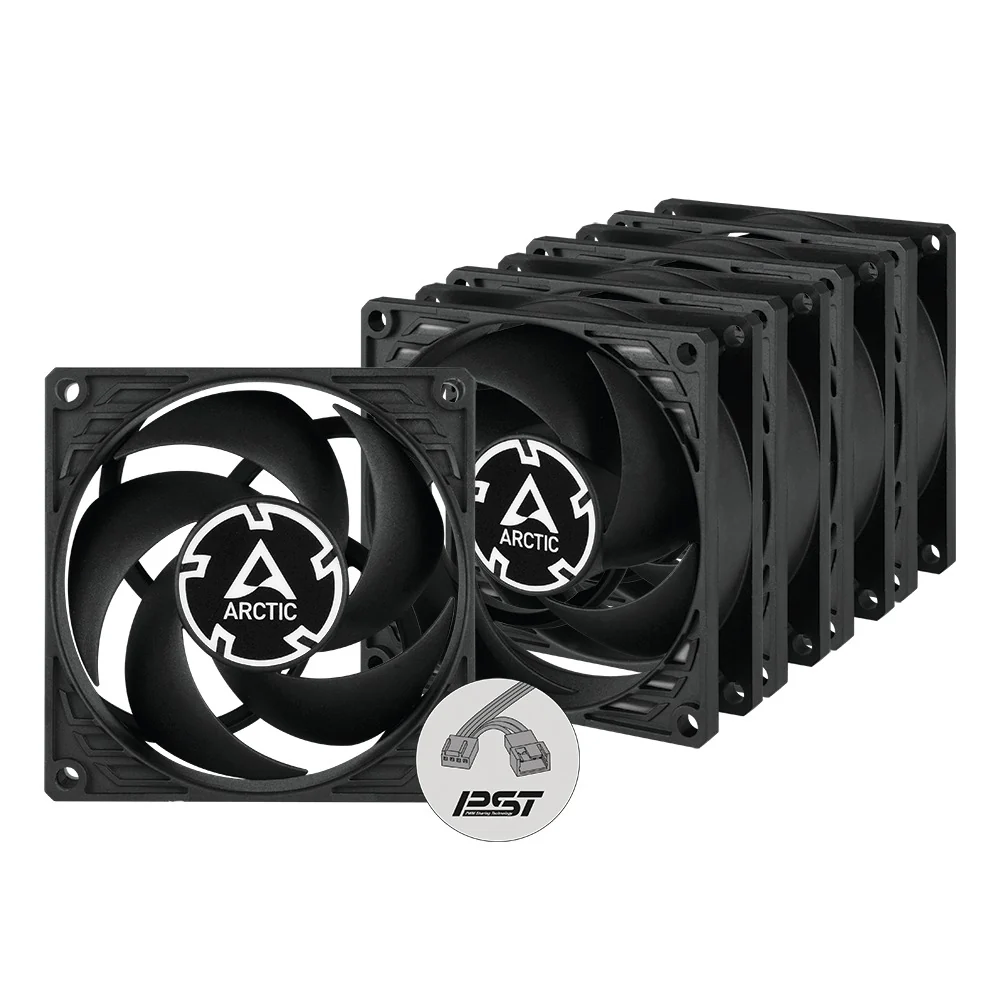 Arctic P8 PWM PST 80mm PWM 5-Pack Fan with Cable Splitter (Black) (ACFAN00154A)