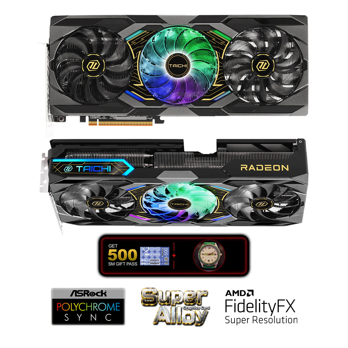 ASRock AMD Radeon RX 9070 XT Taichi OC 16GB GDDR6 Graphics Card