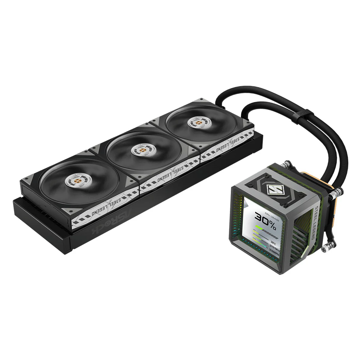 ASRock Steel Legend Dark 360 LCD AIO Liquid Cooler - Image 6