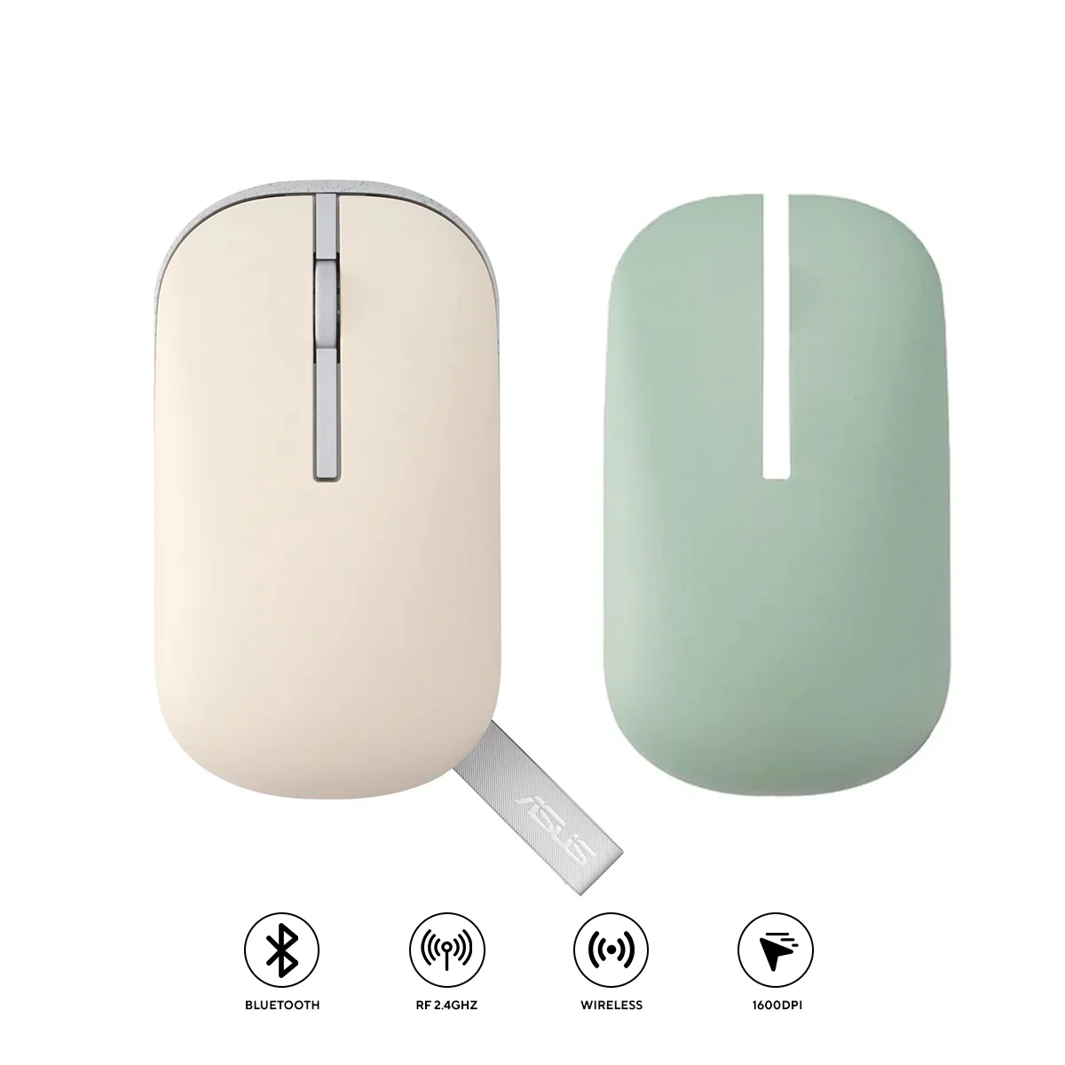 Asus Marshmallow MD100 Portable Wireless Mouse (Oat Milk) + Green Tea Latte Cover