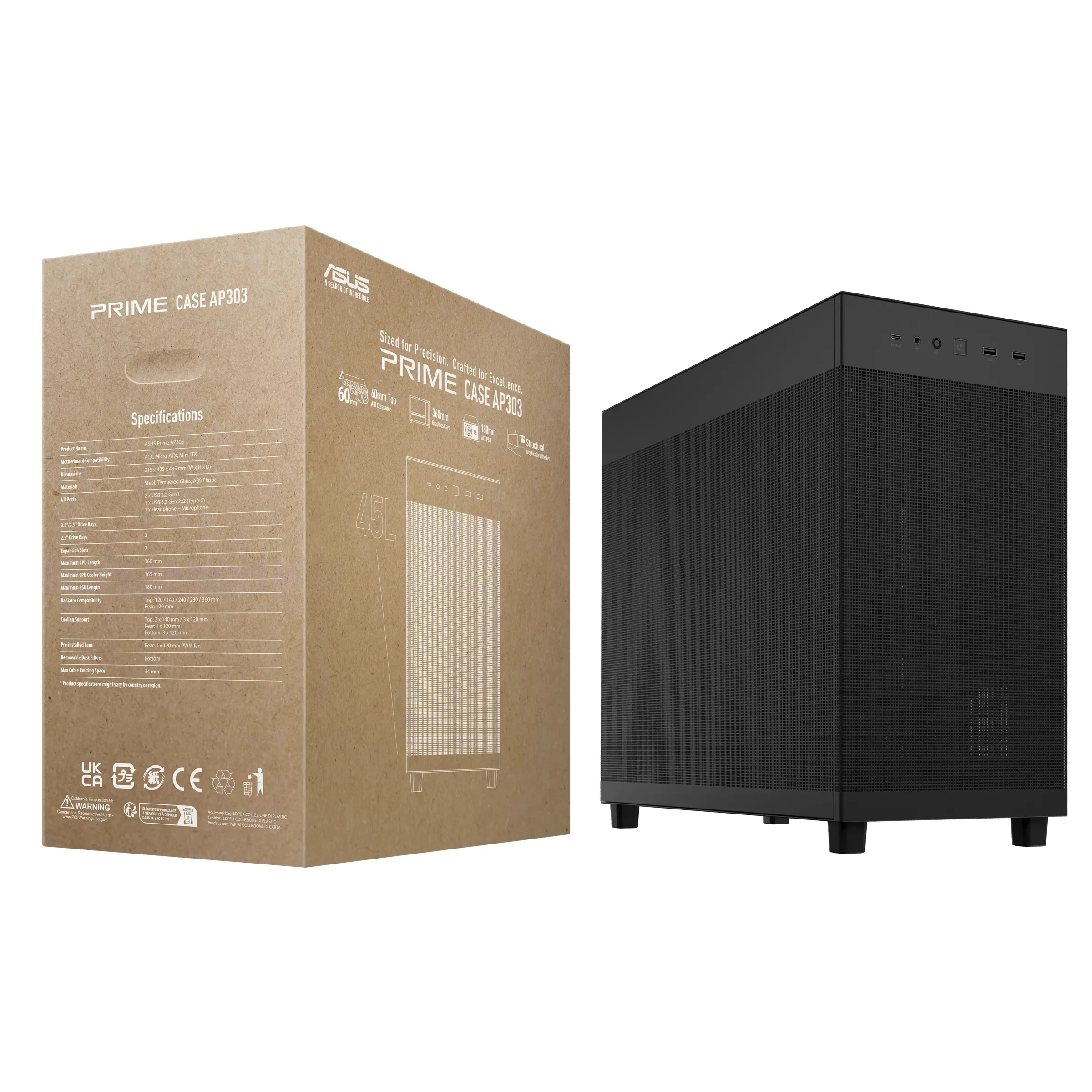 Asus Prime AP303 Mesh Panel ATX PC Case (Black, White) - Image 16