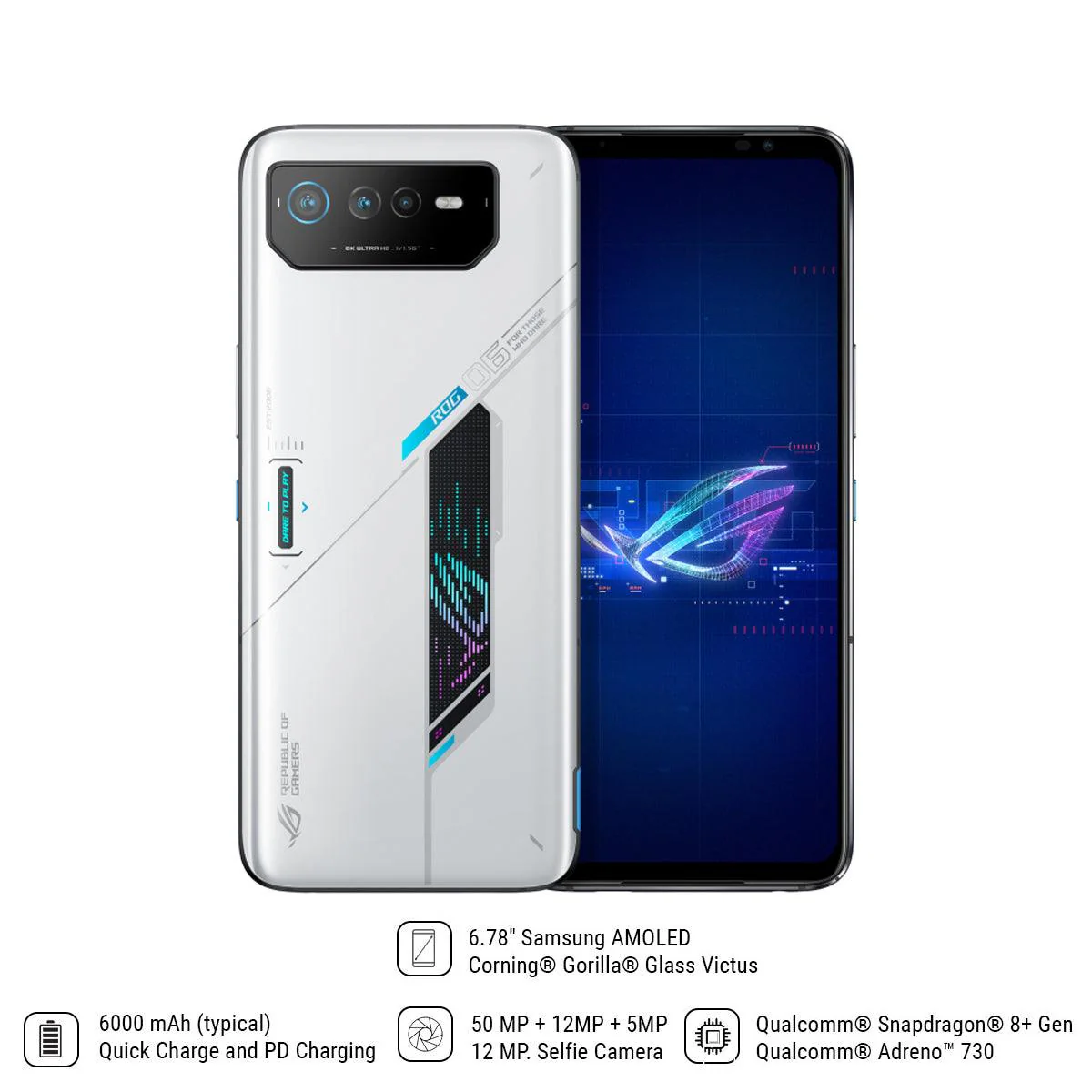ASUS ROG PHONE 6 12GB + 256GB ANDROID 12 MOBILE GAMING (WHITE) (AI2201-C-1D035WW)