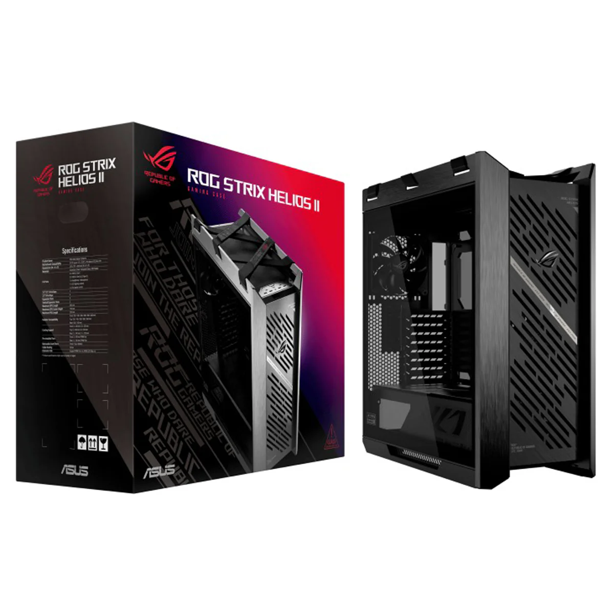 Asus ROG Strix Helios II GX601S EATX Mid-Tower PC Gaming Case with Dual Tempered Glass Side Panels (Black, White) - Image 21