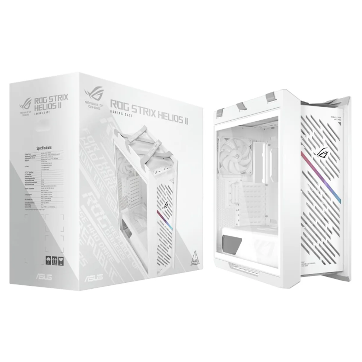 Asus ROG Strix Helios II GX601S EATX Mid-Tower PC Gaming Case with Dual Tempered Glass Side Panels (Black, White) - Image 43