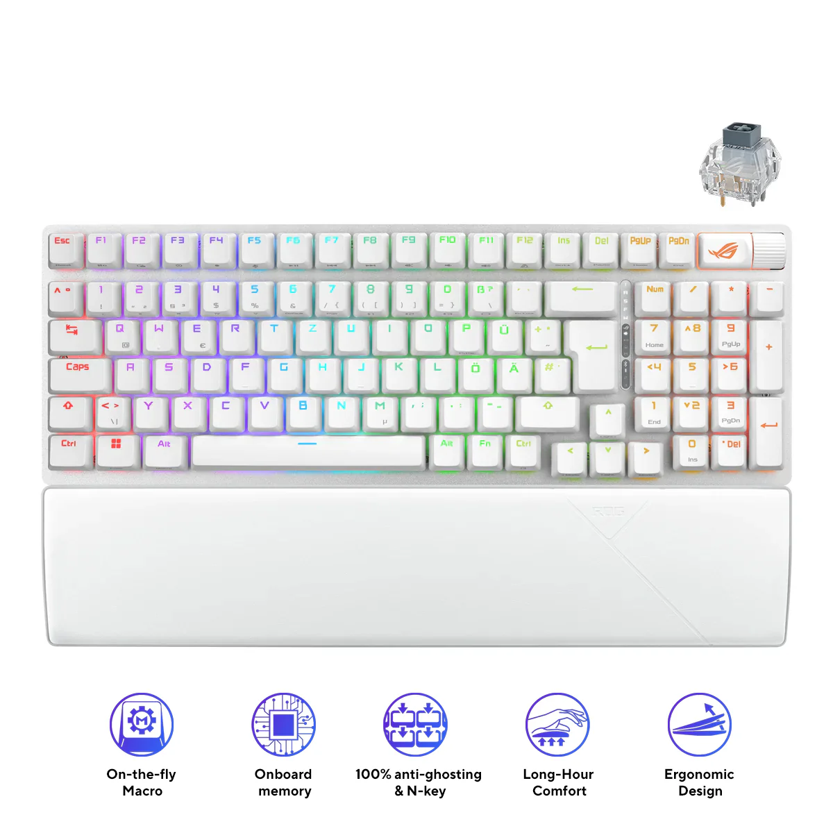 Asus ROG Strix Scope II 96 Wireless Mechanical Gaming Keyboard (White) (ROG NX Storm Switch, ROG NX Snow Switch) - Image 2