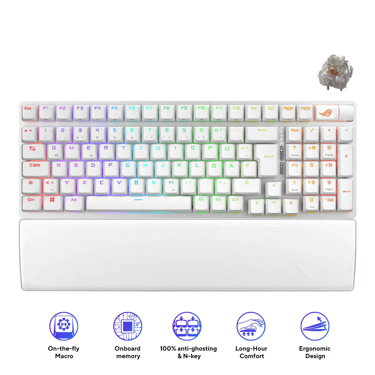 Asus ROG Strix Scope II 96 Wireless Mechanical Gaming Keyboard (White) (ROG NX Storm Switch, ROG NX Snow Switch) - Image 3