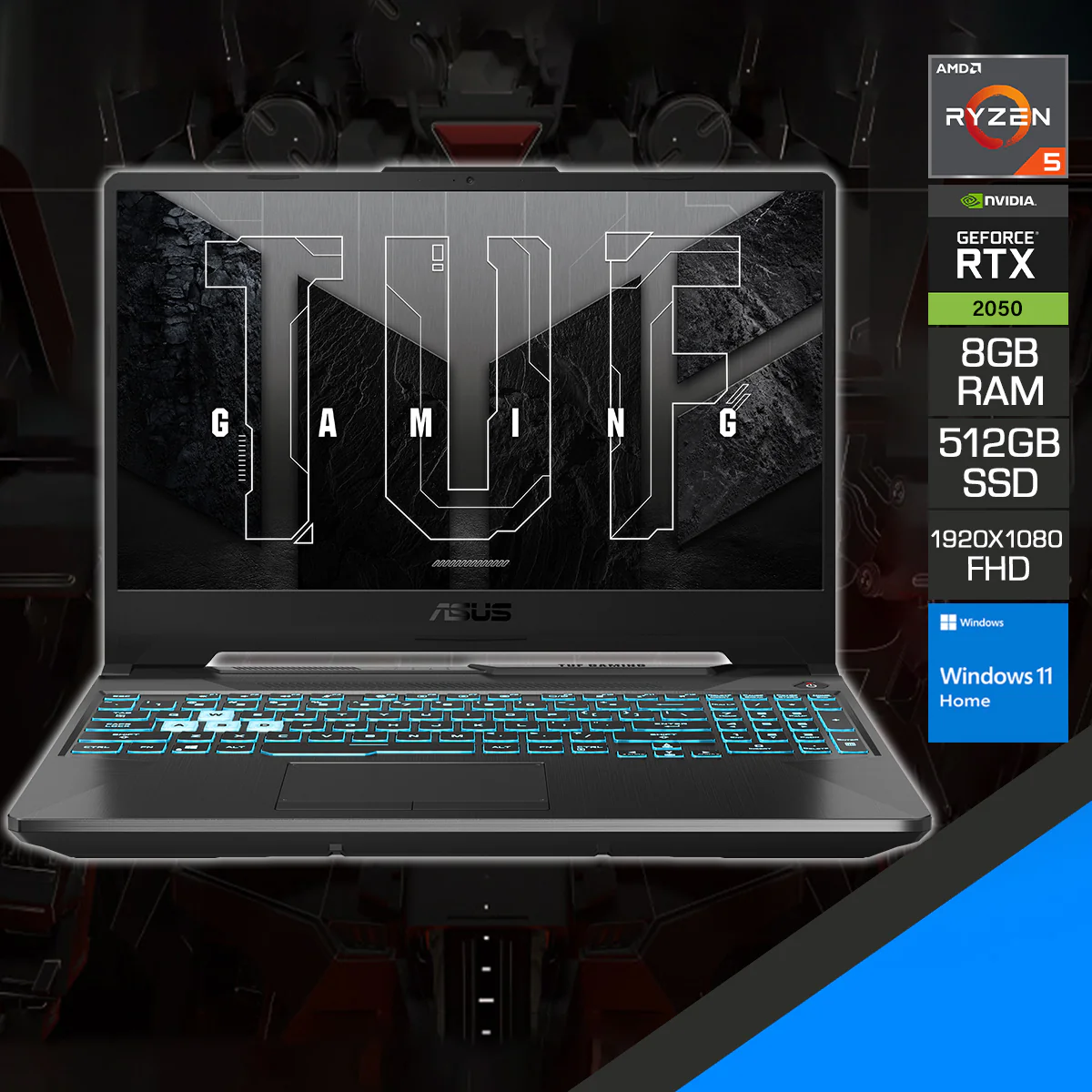 Asus TUF Gaming A15 FA506NF-HN005W Gaming Laptop (Graphite Black) | 15.6" FHD (1920x1080) IPS 144Hz | Ryzen 5 7535HS | 8GB RAM | 512GB SSD | RTX 2050 | Windows 11 Home