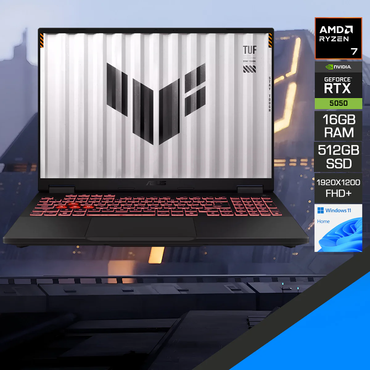 Asus TUF Gaming A16 FA608UH-RV099W Laptop (Jaeger Gray) | 16" FHD+ (1920x1200) 165Hz IPS | Ryzen 7 260 | 16GB RAM | 512GB SSD | RTX 5050 | Windows 11 Home
