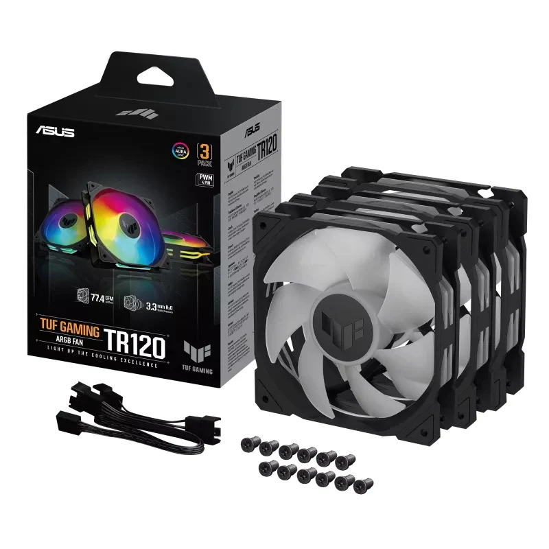 Asus TUF Gaming TR120 ARGB Fan - Triple Pack (Black, White) - Image 15