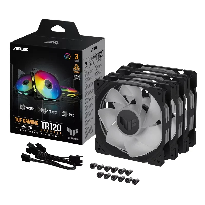 Asus TUF Gaming TR120 ARGB Reverse Fan - Triple Pack (Black, White) - Image 12