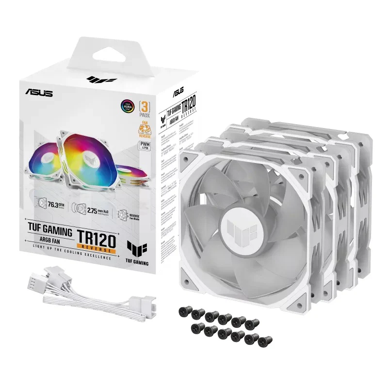 Asus TUF Gaming TR120 ARGB Reverse Fan - Triple Pack (Black, White) - Image 21