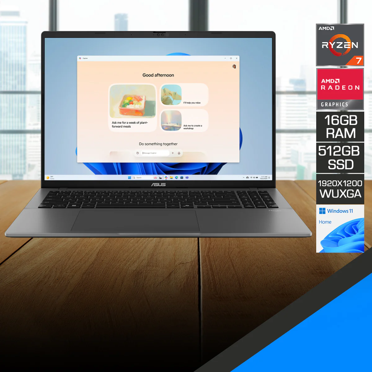 Asus Vivobook S16 M3607HA-RP005WSM Laptop (Matte Gray) | 16" WUXGA (1920x1200) IPS 144Hz | Ryzen 7 260 | 16GB RAM | 512GB SSD | AMD Radeon Graphics | Windows 11 Home