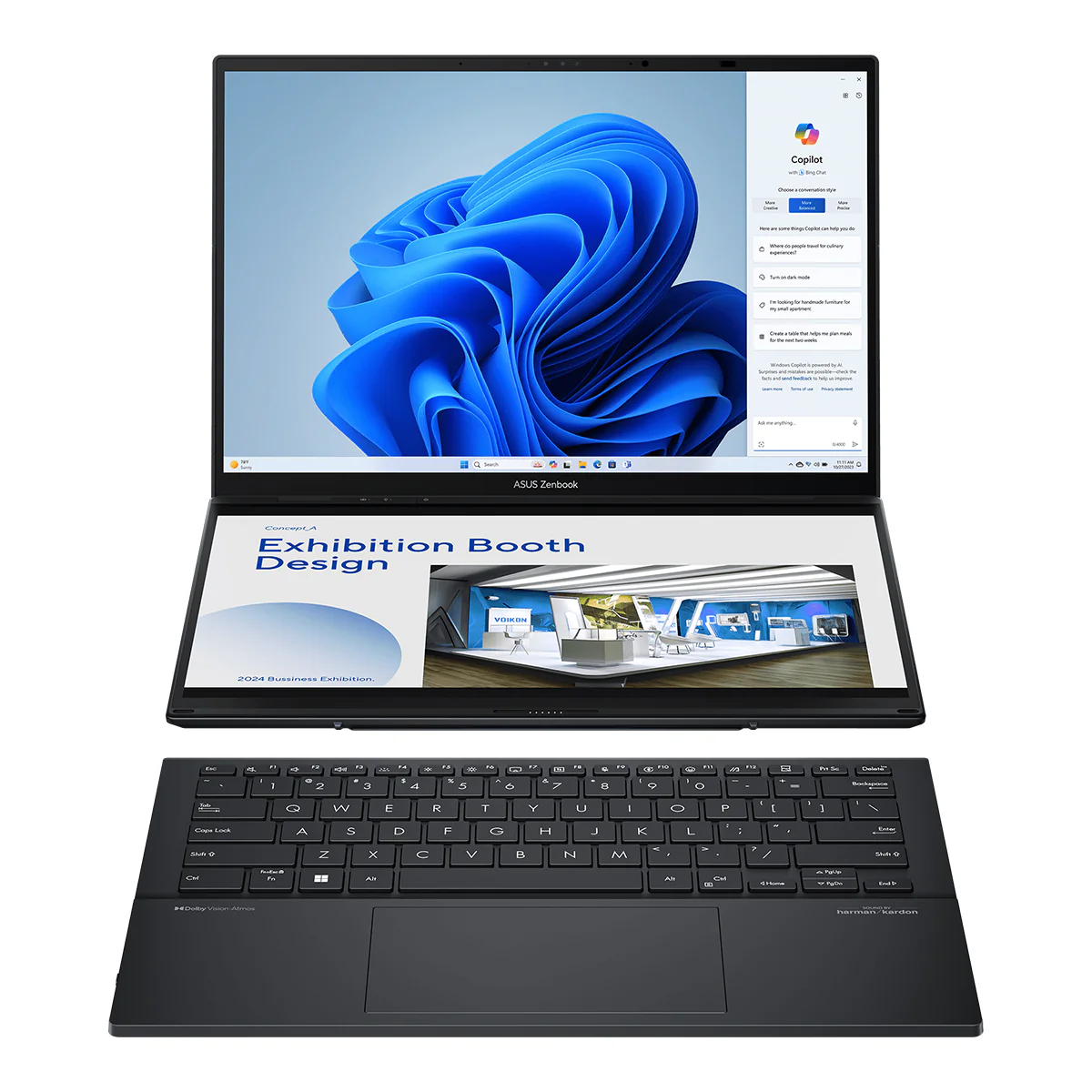 Asus Zenbook Duo 14 UX8406MA-PZ221WSM Laptop (Inkwell Gray) | Touch Screen 14" OLED | Ultra 7 155H | 32GB LPDDR5X | 1TB SSD | Intel Arc Graphics | Windows 11 Home + MS Office Home & Student 2021 + Microsoft 365 Basic + Sleeve + Stylus Pen - Image 2