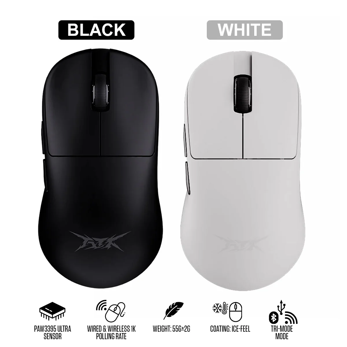 ATK Blazing Sky U2 Plus Lightweight Wireless Gaming Mouse (Black, White)