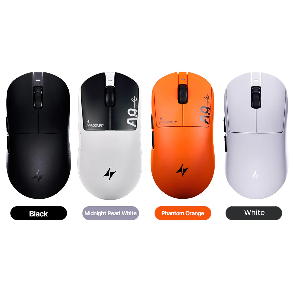 ATK Dragonfly A9 Air Ultimate Lightweight Wireless Gaming Mouse (Black, Midnight Pearl White, Phantom Orange)