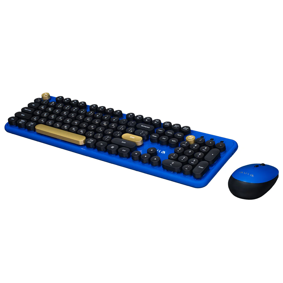 Aula AC306 Retro Round Wireless Keyboard & Mouse Combo (Royal Blue/Black) - Image 5